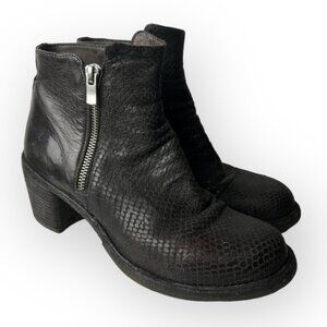 Officine Creative Black Double Zip Heeled Ankle Bootie 38